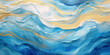 Abstract water ocean wave, blue, aqua, sunny paint texture. Water wave brushstrokes banner background for ocean wave fluid painting. Art wavy backdrop water waves illustration for copy space