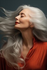 Face women portrait beauty person grey hair lady fashionable attractive female adult