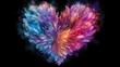  a colorful heart shaped object is shown in the dark background.  generative ai