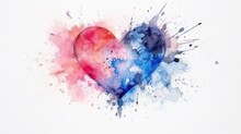  A Watercolor Painting Of A Heart On A White Background.  Generative Ai