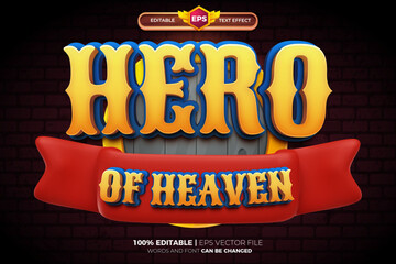 Canvas Print - Hero of Heaven comic cartoon movies Bold 3D Editable text Effect Style