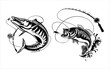 black and white fishing club logo vector