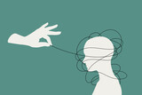 Fototapeta  - Psychoterapia - uporządkowywanie myśli. Pomoc w rozwiązywaniu problemów. Pomocna dłoń rozplątująca natłok myśli.