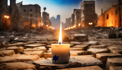 Wall Mural - A candle for peace from the war in the Gaza Strip