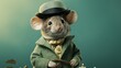  a mouse dressed in a green coat and a top hat.  generative ai