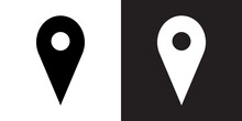 Location Icon Vector. Pin Sign Symbol In Trendy Flat Style. Pointer Vector Icon Illustration Isolated On White And Black Background