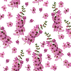 Wall Mural - A seamless pattern of Angelonia flower. vector illustation. flower background.