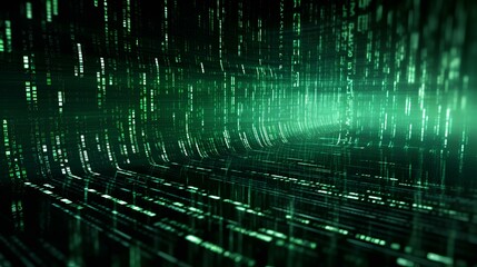Matrix background, 3D Rendering of scientific technology data code network conveying 
