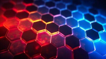 Wall Mural - Abstract background with hexagons made with Ai generative technology