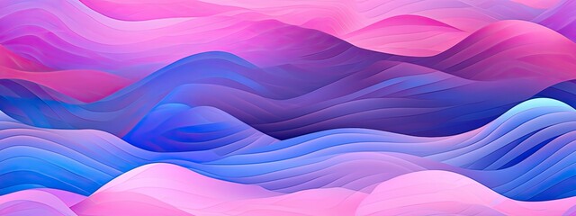 Seamless frosted stained glass effect 80s holographic purple aesthetic rolling hills landscape background texture. Abstract shiny pink blue neon blur geometric waves surreal pattern