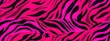 Seamless hot pink psychedelic tiger stripe or zebra skin,contemporary patchwork fashion pattern. Girly maximalist wavy lines pop art safari animal print background texture