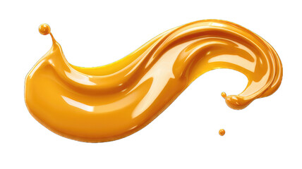 Wall Mural - Pouring melted caramel dripping isolated on white background.