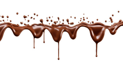 Wall Mural - Pouring chocolate dripping white background.