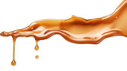 Wall Mural - Melted caramel, delicious caramel sauce or maple syrup swirl isolated on white background.