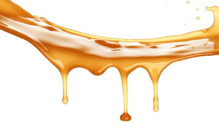 melted caramel, delicious caramel sauce or maple syrup swirl isolated on white background.