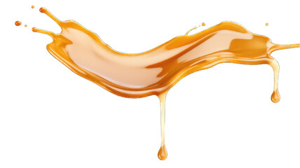 Wall Mural - Melted caramel, delicious caramel sauce or maple syrup swirl isolated on white background.