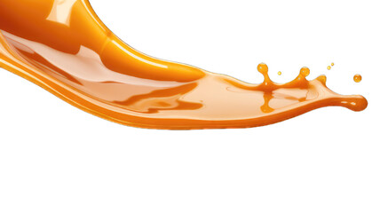 Wall Mural - Melted caramel, delicious caramel sauce or maple syrup swirl isolated on white background.