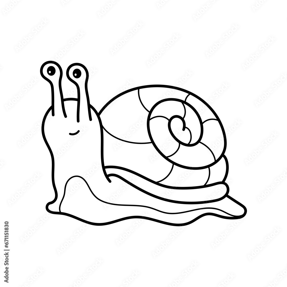 Snail Vector Coloring Snail. Coloring page, coloring book page. Black and white vector ...