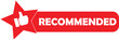 Recommended icon vector label design with thumbs up and star icon red color