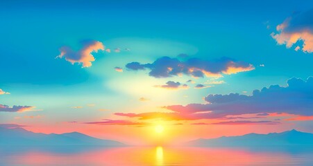 Wall Mural - Sunset sky and clouds illustration.