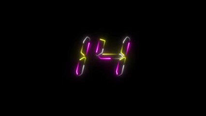 Wall Mural - abstract glowing neon countdown timer animation 4k 