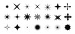 © Олия Низамутдинова - Vector set of retro futuristic shapes, icons, basic figures, minimalist elements in black color. Retrofuturism shapes. Trendy y2k rave design. Vector.