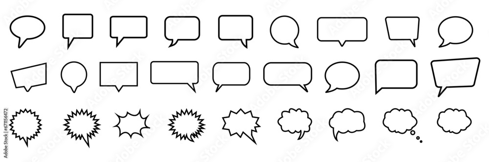 Speech Bubble icon set. Talk bubbles. Cloud speech bubbles collection ...