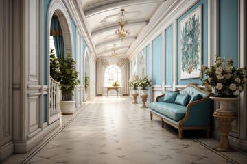 Wall Mural - Interior of luxary hallway in chic classic house