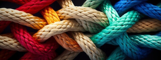 team rope diverse strength connect partnership together teamwork unity communicate support. strong d