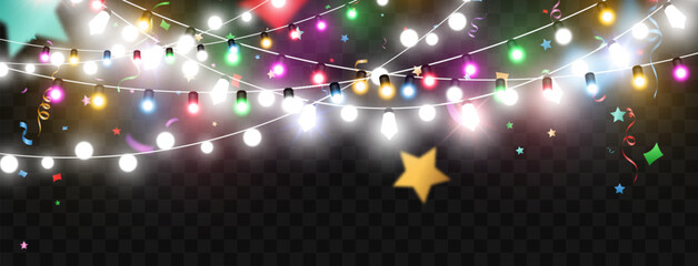 Wall Mural - Vector illustration of a light garland on  background.
