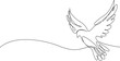 continuous single line drawing of a dove, line art vector illustration