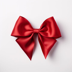 Wall Mural - Red ribbon bow on white background