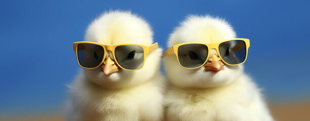 two chicks at the beach, AI generated