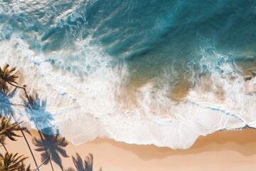  Aerial view of tropical palm and ocean