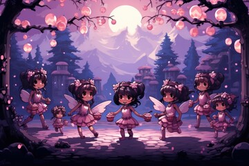 Canvas Print - Whimsical sugarplum fairies, bringing sweetness and joy to the holiday season - Generative AI