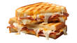 Cheese and ham toasted panini melt Isolated on transparent background, png