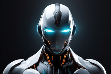 Wall Mural - a futuristic robot with glowing eyes and a sleek metallic design, symbolizing ai's evolution, creati