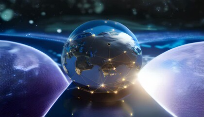 Wall Mural - 3d world globe data exchange , planet earth network connection web