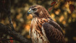 The majestic bird of prey perching on a branch generated by AI