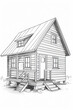 © Agustin - Coloring pencil drawing of a cabin. Generative AI.