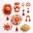 Chinese new year decorative items isolated on transparent or white background, png