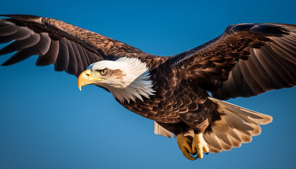 Sticker - Majestic bald eagle, symbol of American patriotism, soaring in freedom generated by AI