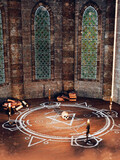 Fototapeta Most - Summoning circle in a ritual chamber. 3d render.