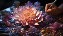 A Beautiful Purple Lotus Flower Blooms In A Serene Pond Generated By AI