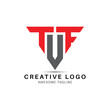 TUF letter triangle shape creative logo design icon
