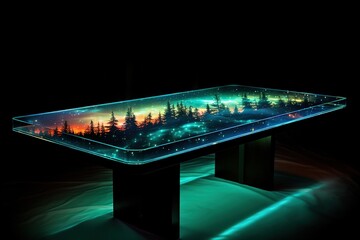 Wall Mural - Table made of aurora borealis.