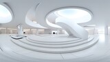 Fototapeta  - Futuristic white building interior in 360 degree VR style