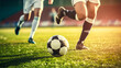 © mila103 - Soccer player in action on the field at sunset. Football concept