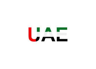 Wall Mural - Letters United Arab Emirates in the style of the country flag. United Arab Emirates word in national flag style.