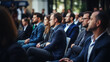 © Billijs - Networking business meeting of leadership in conference. Businessman in suits at event with copy space. People in audience in a hall